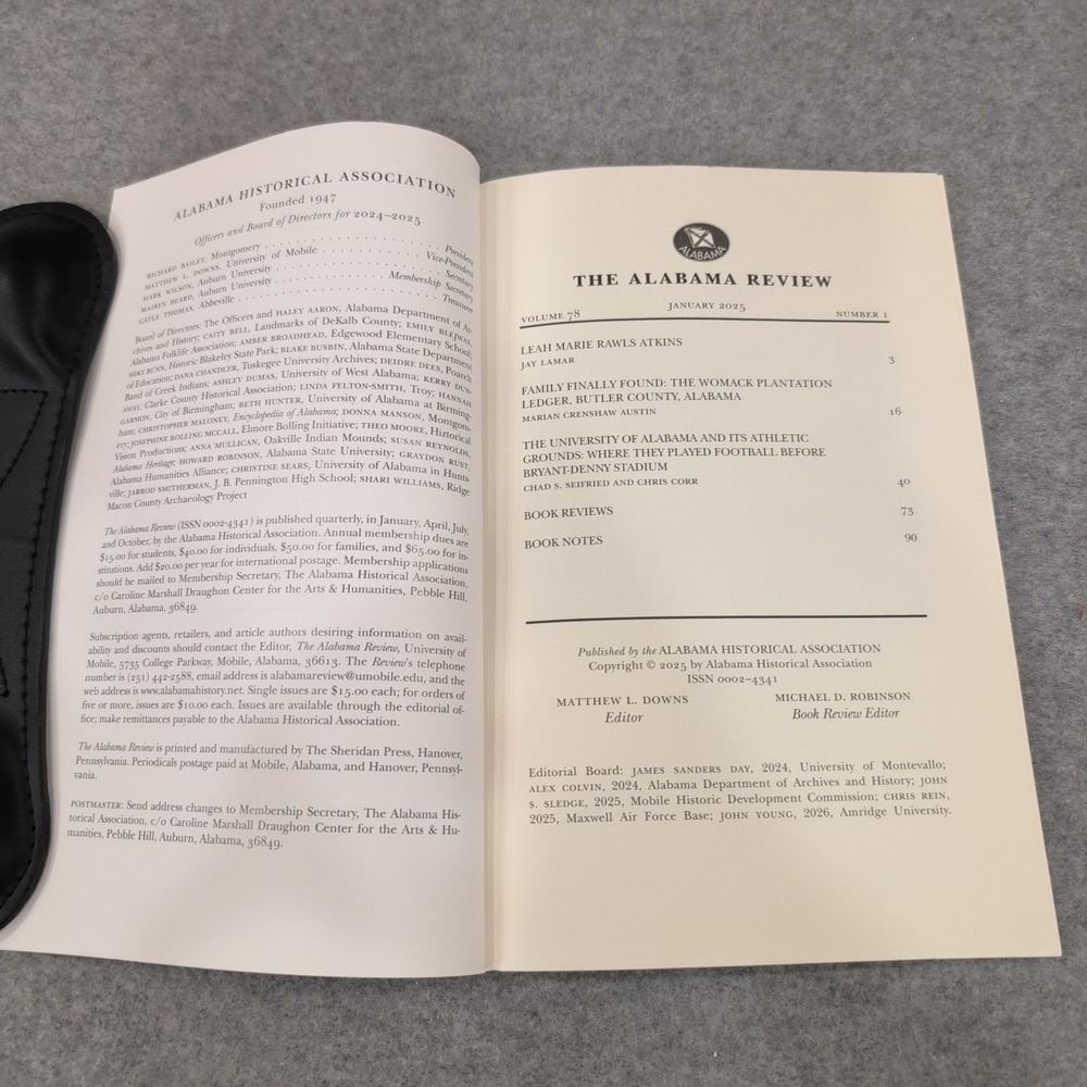 The Alabama Review Quarterly Journal of Alabama History Vol 78 No 1 January 2025 - Picture 2 of 2